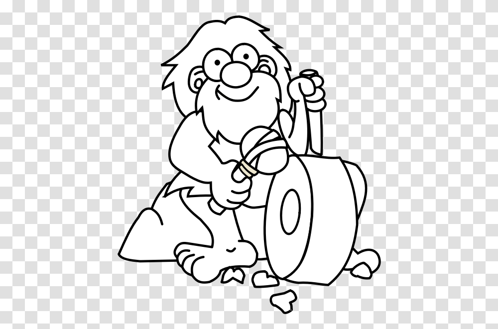 Caveman Bw Free Svg, Musical Instrument, Musician, Gong, Drum Transparent Png