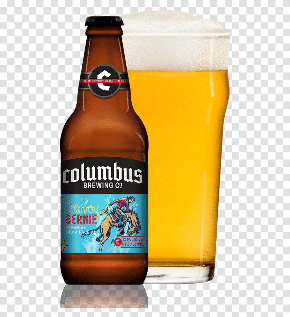 Cbc Cowboy Bernie Bottle And Glass Ipa Glass And Bottle, Beer, Alcohol, Beverage, Drink Transparent Png
