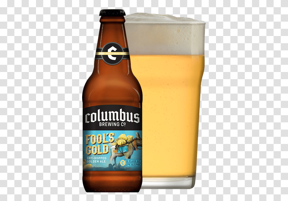 Cbc Fool's Gold Bottle And Glass Go Kart Ghost Beer, Alcohol, Beverage, Drink, Lager Transparent Png