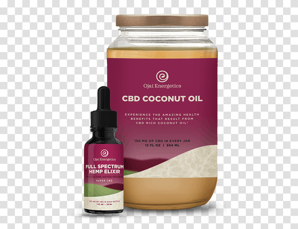 Cbd Coconut Oil And Cbd Bottle Ojai Energetics Cbd Coconut Oil, Plant, Food, Label Transparent Png