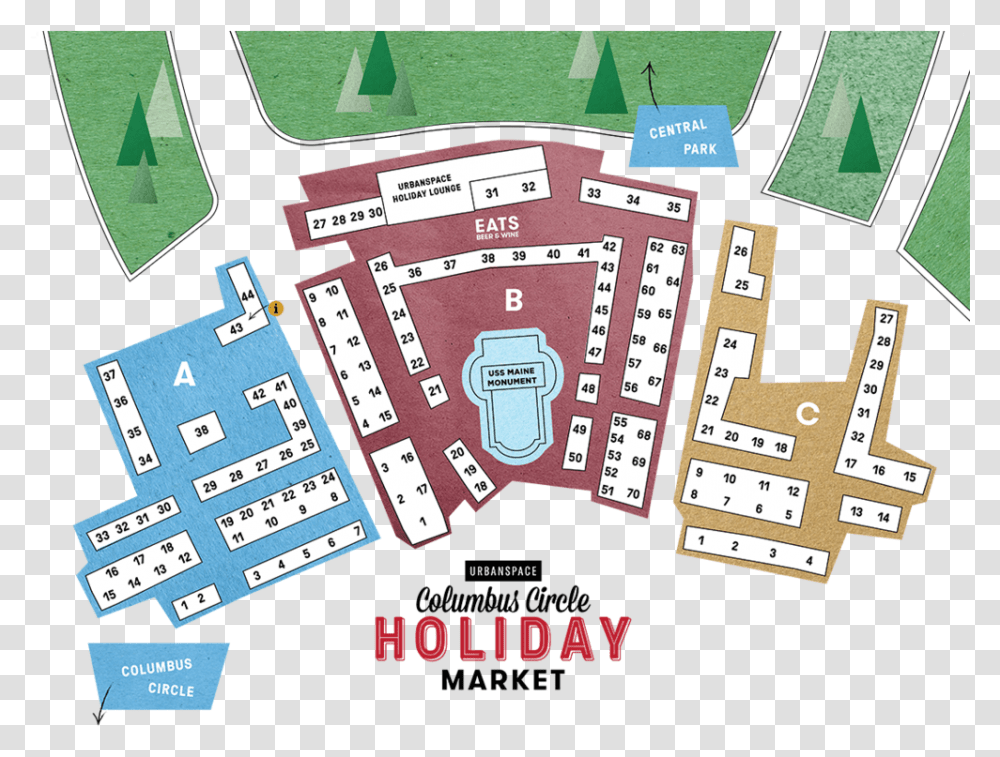Cchm Directory 2019 Map 01 Columbus Circle Holiday Market, Plan, Plot, Diagram, Game Transparent Png