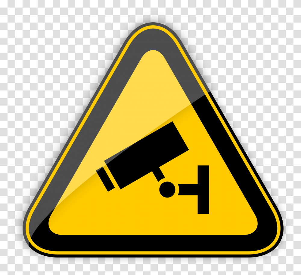 Cctv In Operation Warning Sign Clipart Bio Hazard Sign, Triangle, Road Sign Transparent Png