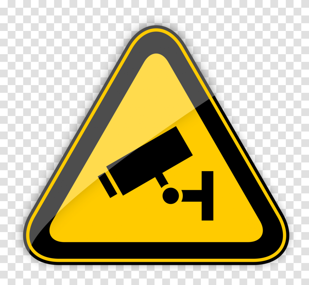Cctv In Operation Warning Sign Clipart, Triangle, Road Sign Transparent Png