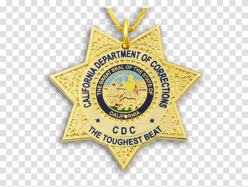 Cdc Necklace Amp Gold Chain California State Seal Toughest Emblem, Logo, Trademark, Badge Transparent Png
