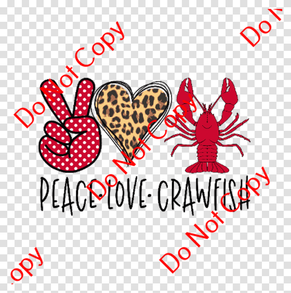 Cds Print N Cut Ready To Apply Peace Love Crawfish, Animal, Greeting Card, Mail Transparent Png
