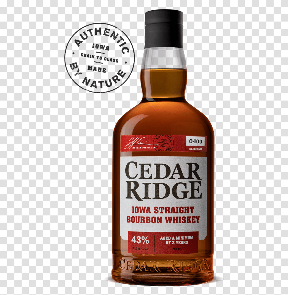 Cedar Ridge Iowa Bourbon Whiskey American Whiskey, Liquor, Alcohol, Beverage, Drink Transparent Png