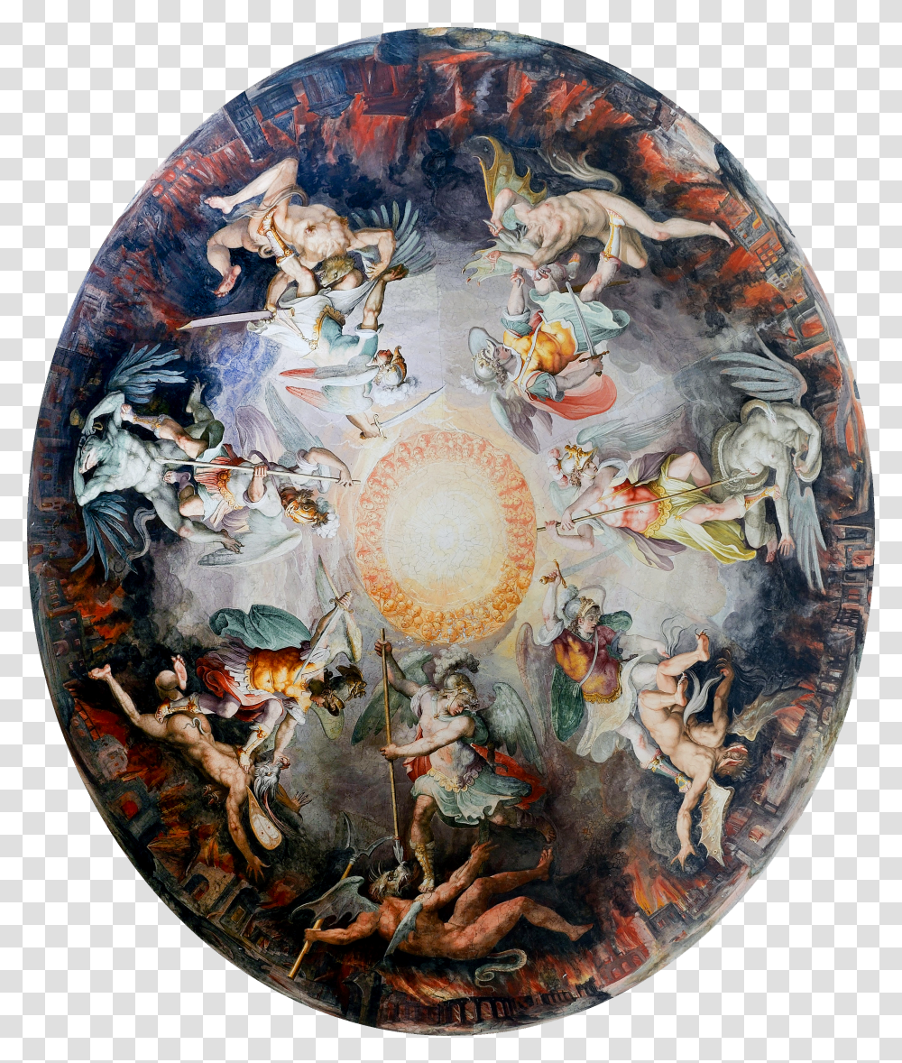 Ceiling Painted Dome Cupola Angels Fighting Demons Transparent Png
