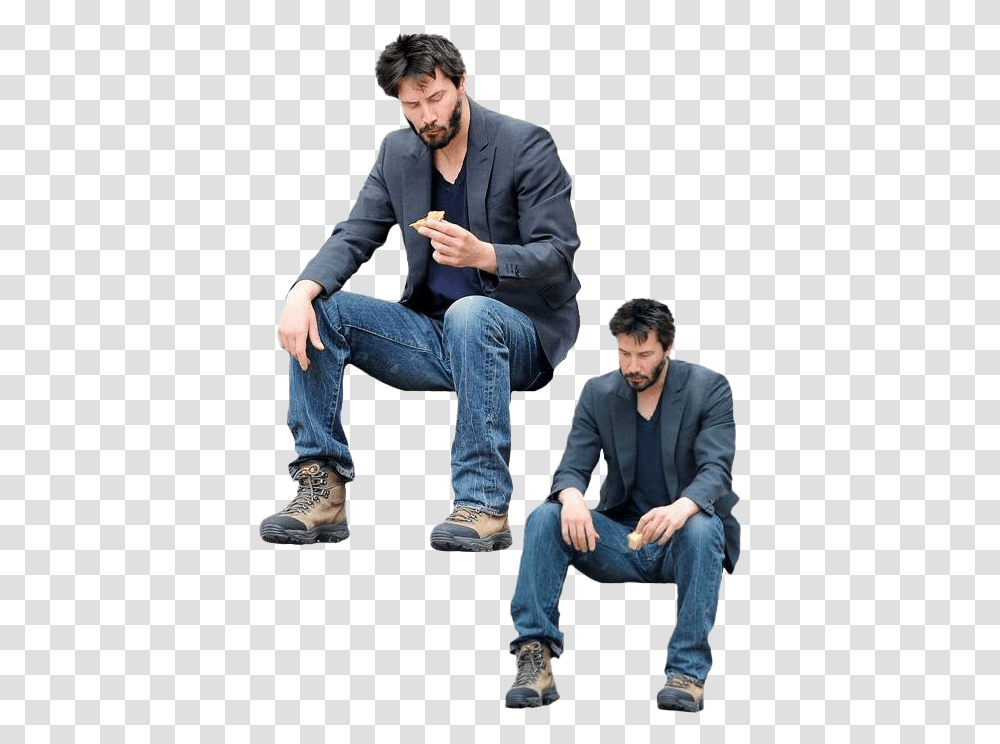 Celebrity Images Sad Keanu, Person, Sitting, Clothing, Pants Transparent Png