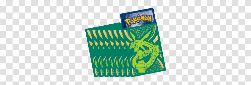 Celestial Storm Etb Rayquaza Sleeves And Deck Box Ptcgo Back Of A Pokemon Card, Green, Advertisement, Paper, Rug Transparent Png