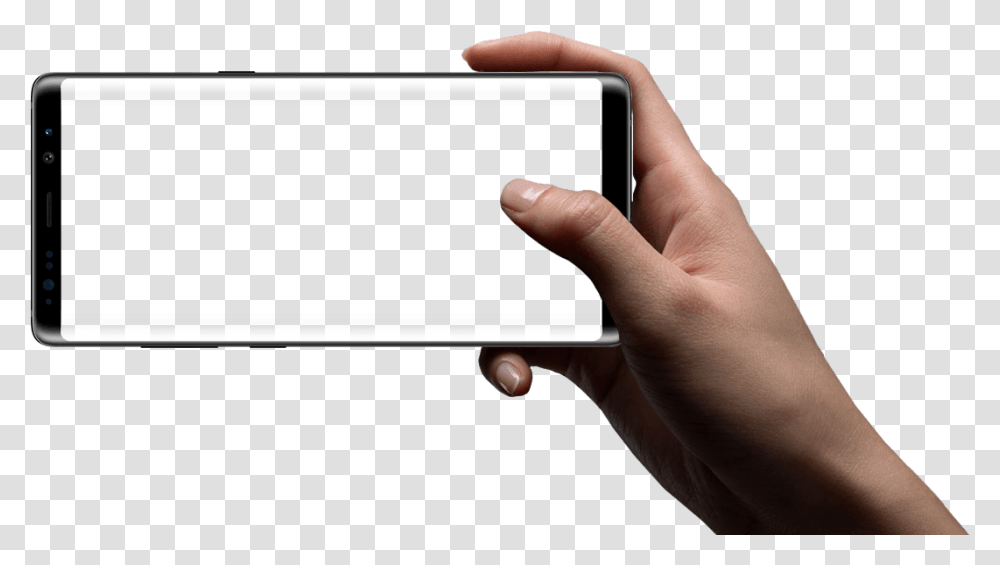 Cell Phone In Hand 1 Image Hand Holding Cellphone, Person, Human, Electronics, Mobile Phone Transparent Png
