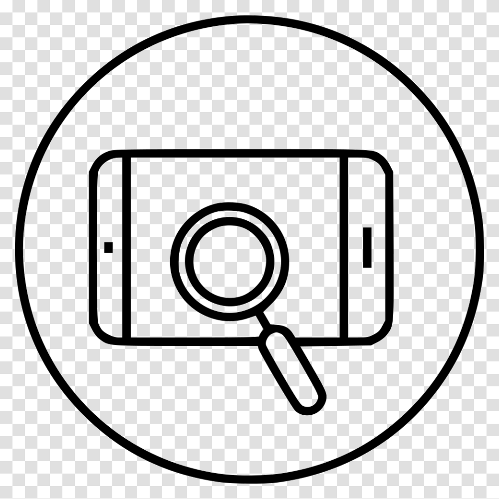 Cell Phone Magnifying Glass Mobile Phone Comments Line Art, Electronics, Machine, Electrical Device, Camera Transparent Png