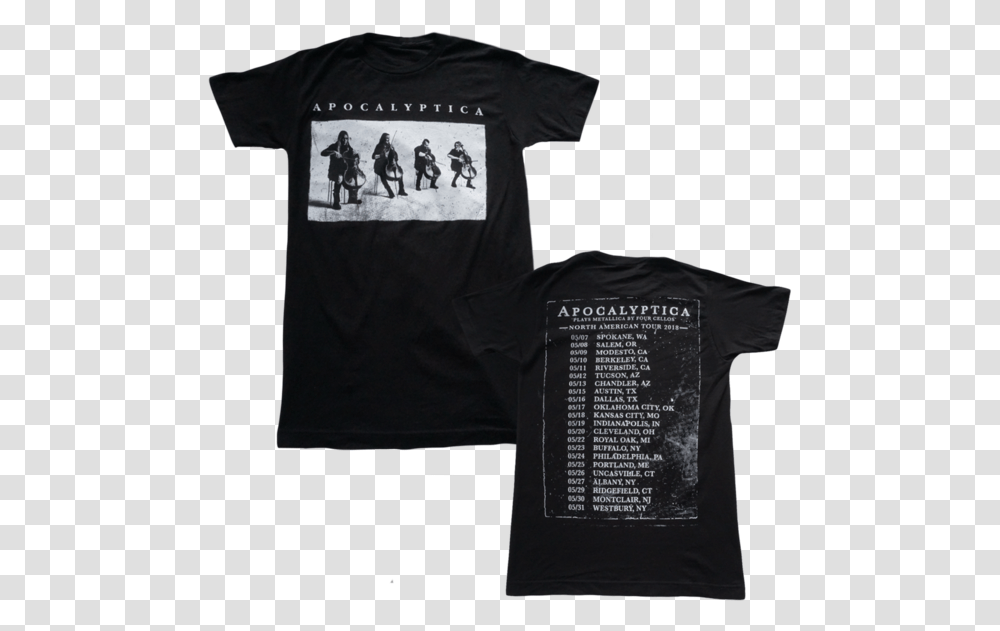 Cello Black Photo 2018 Tour Tee Apocalyptica Tour 2018 T Shirt, Apparel, Person, Human Transparent Png