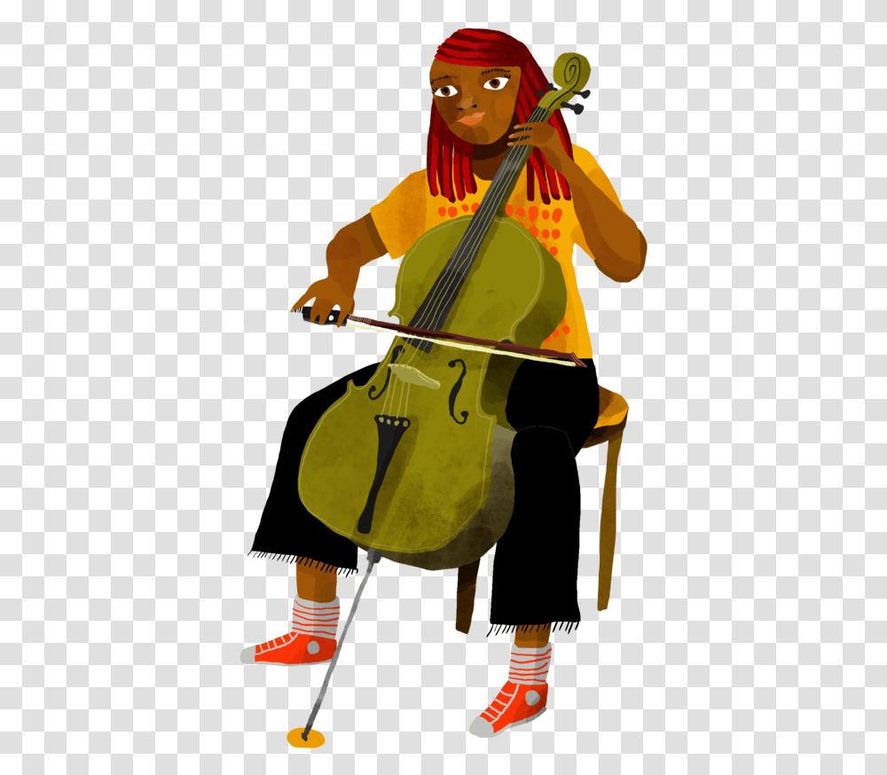 Cello Girl Illustration, Musical Instrument, Person, Human, Sock Transparent Png