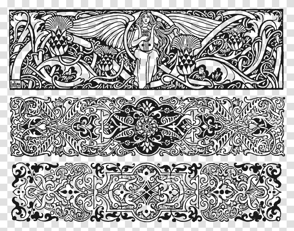 Celtic Border Art Nouveau Border Pattern, Lace, Rug, Floral Design Transparent Png