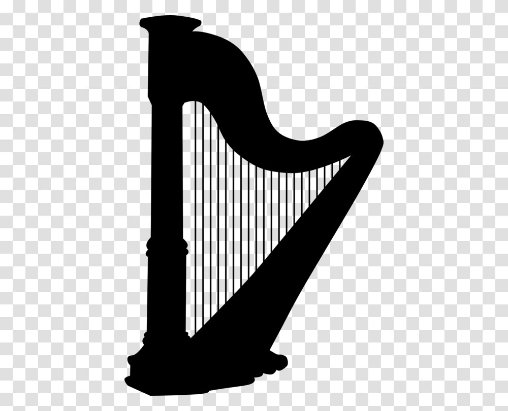 Celtic Harp String Instruments Musical Instruments Silhouette Free, Gray, World Of Warcraft Transparent Png