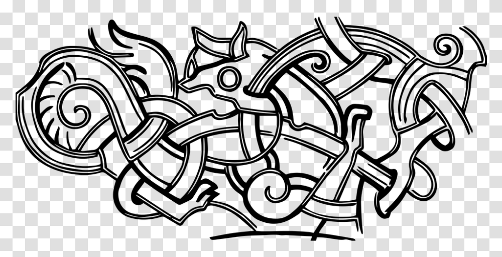 Celtic Knot Viking Decorative Intricate Weird Viking Jelling Art, Gray Transparent Png