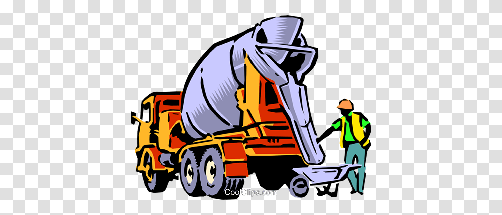 Cement Mixer Royalty Free Vector Clip Art Illustration, Person, Transportation, Vehicle, Tractor Transparent Png