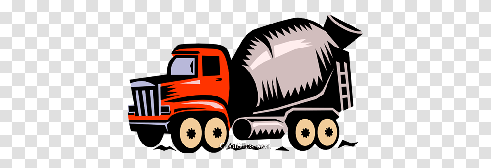Cement Truck Royalty Free Vector Clip Art Illustration, Vehicle, Transportation, Trailer Truck, Housing Transparent Png