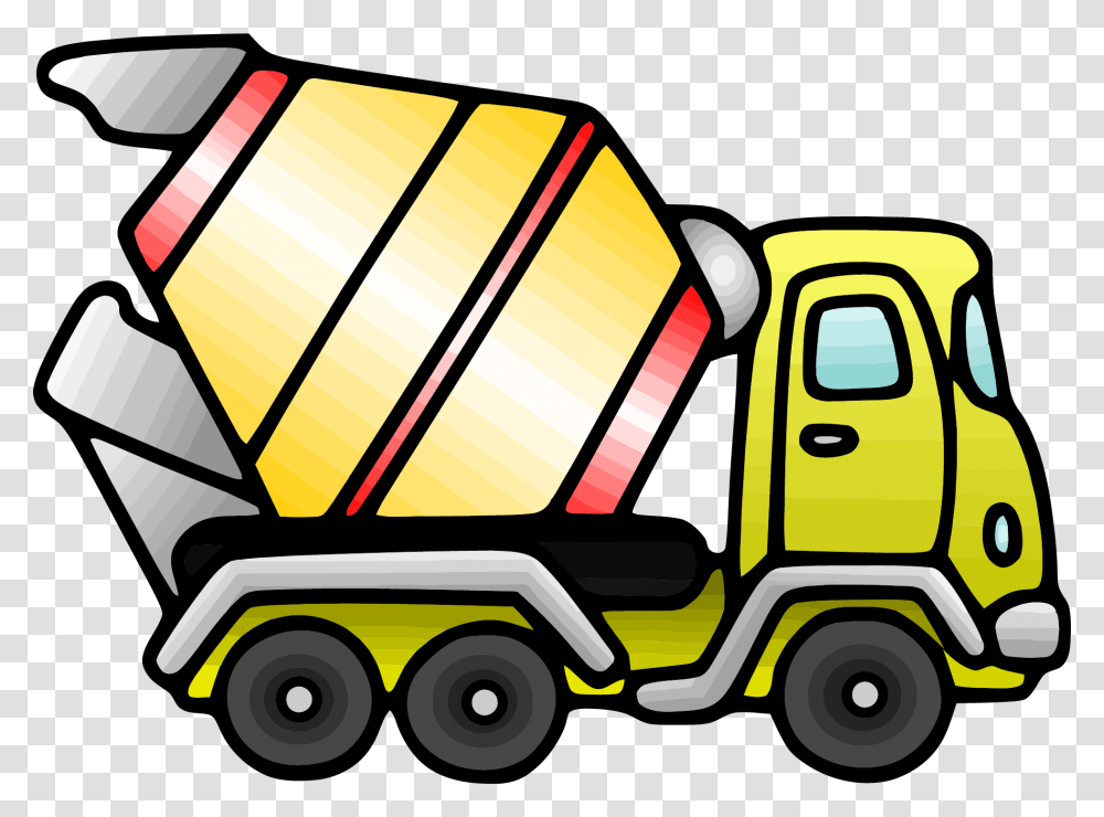 Cement Truck Yellow Mixer Basic Side Clipart, Lawn Mower, Tool, Transportation, Vehicle Transparent Png