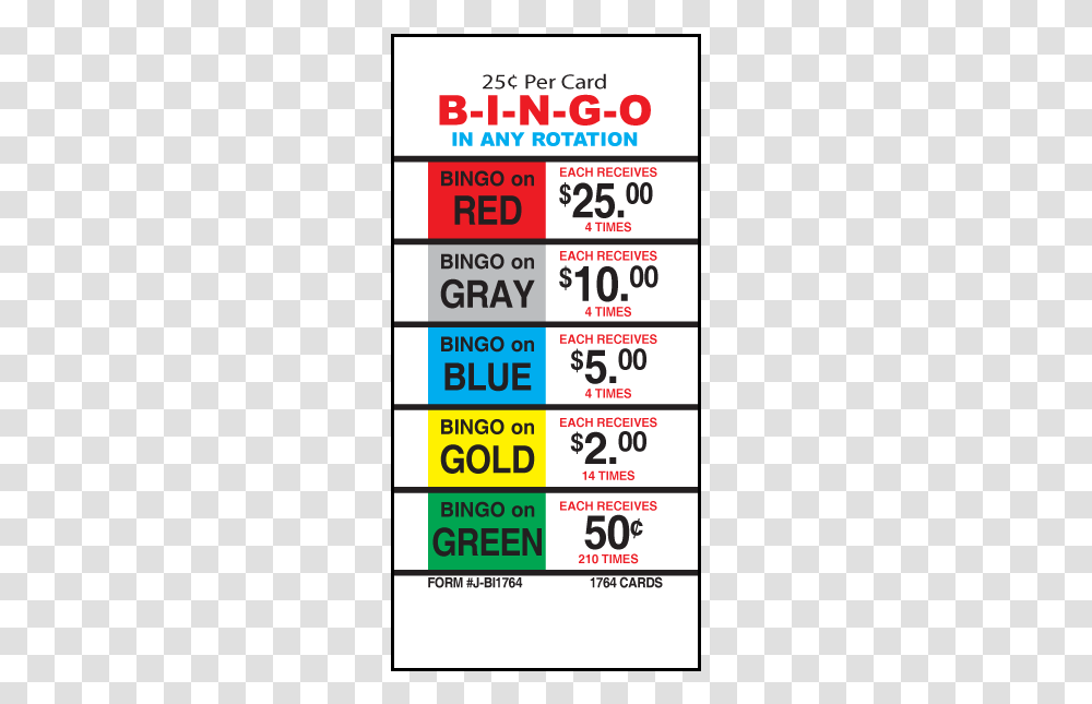 Cent Bingo J Bi1764 Card Bingo Pull Tabs, Label, Number Transparent Png