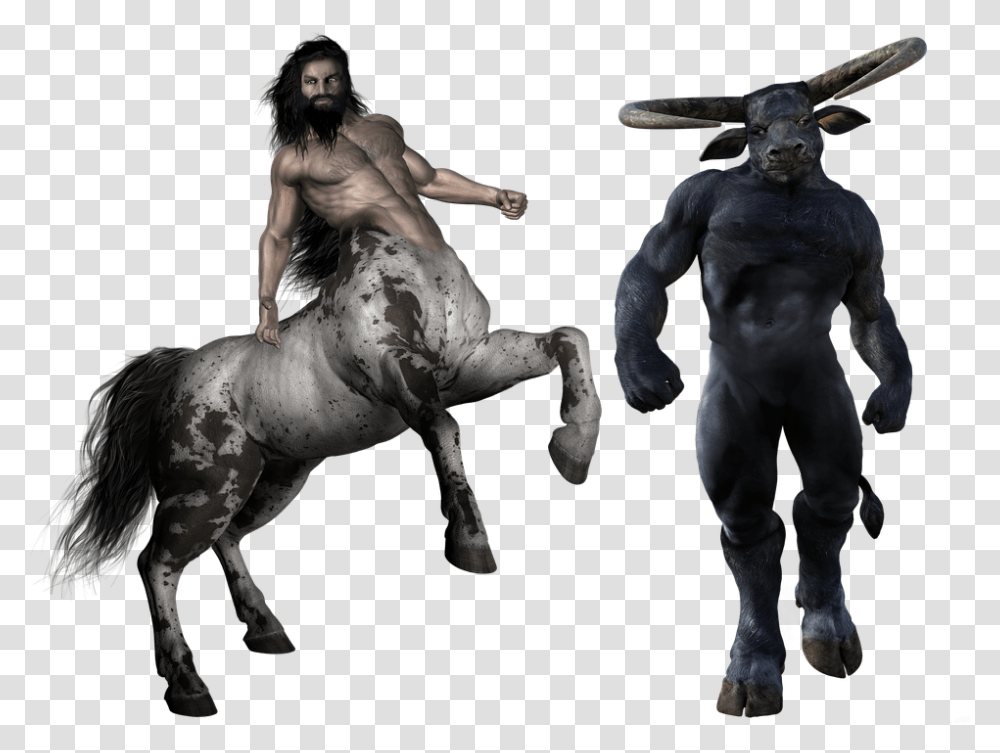 Centaur Minotaur Monster Creature Beast Half Human Minotaur Centaur, Horse, Mammal, Animal, Sculpture Transparent Png