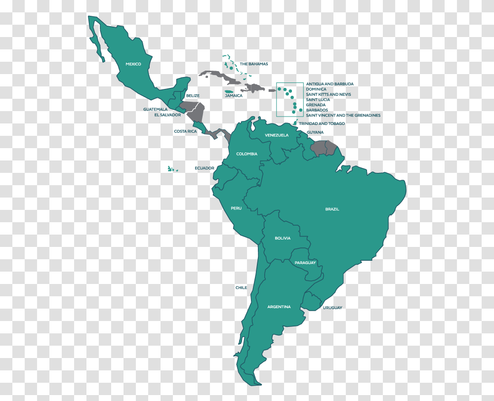 Central America And Latin America, Map, Diagram, Plot, Land Transparent Png