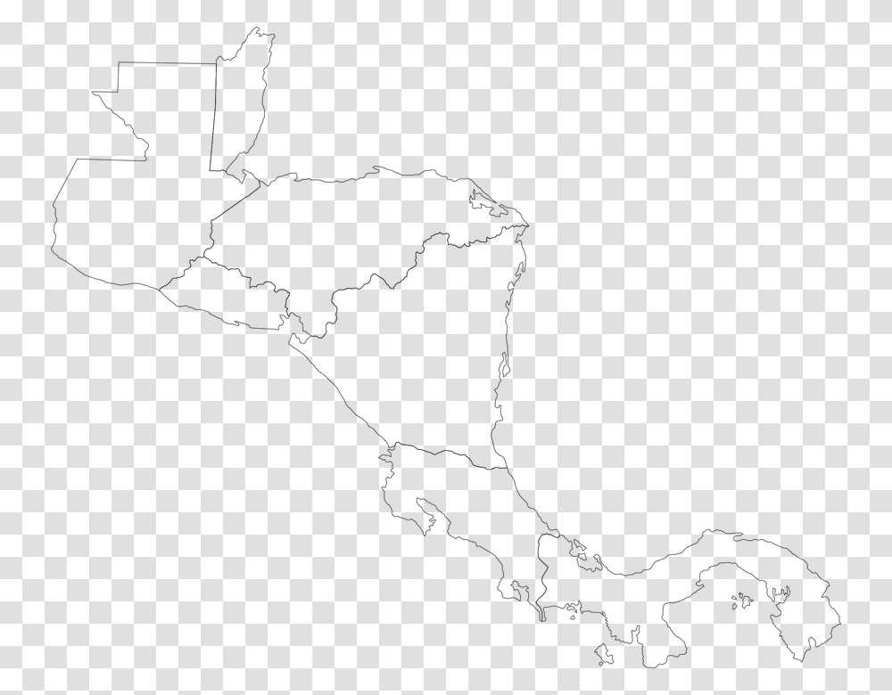 Central America Map Cartography Caribbean Panama America Central Blanco Y Negro, Gray, World Of Warcraft Transparent Png
