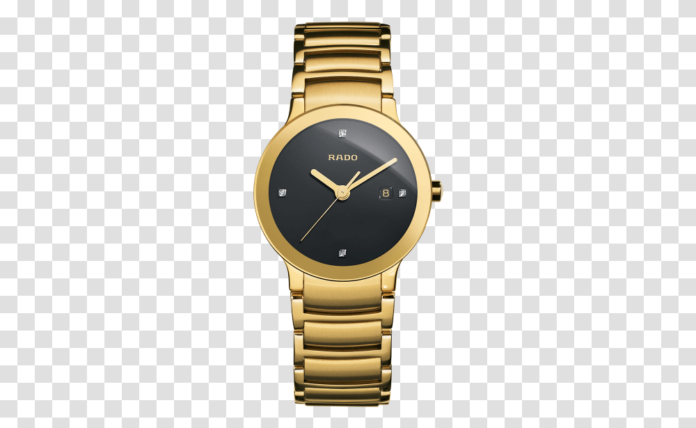 Centrix Jubile Black Diamond Dial Gold Plated Stainless Rado Gold Watch Women, Wristwatch, Clock Tower, Architecture, Building Transparent Png
