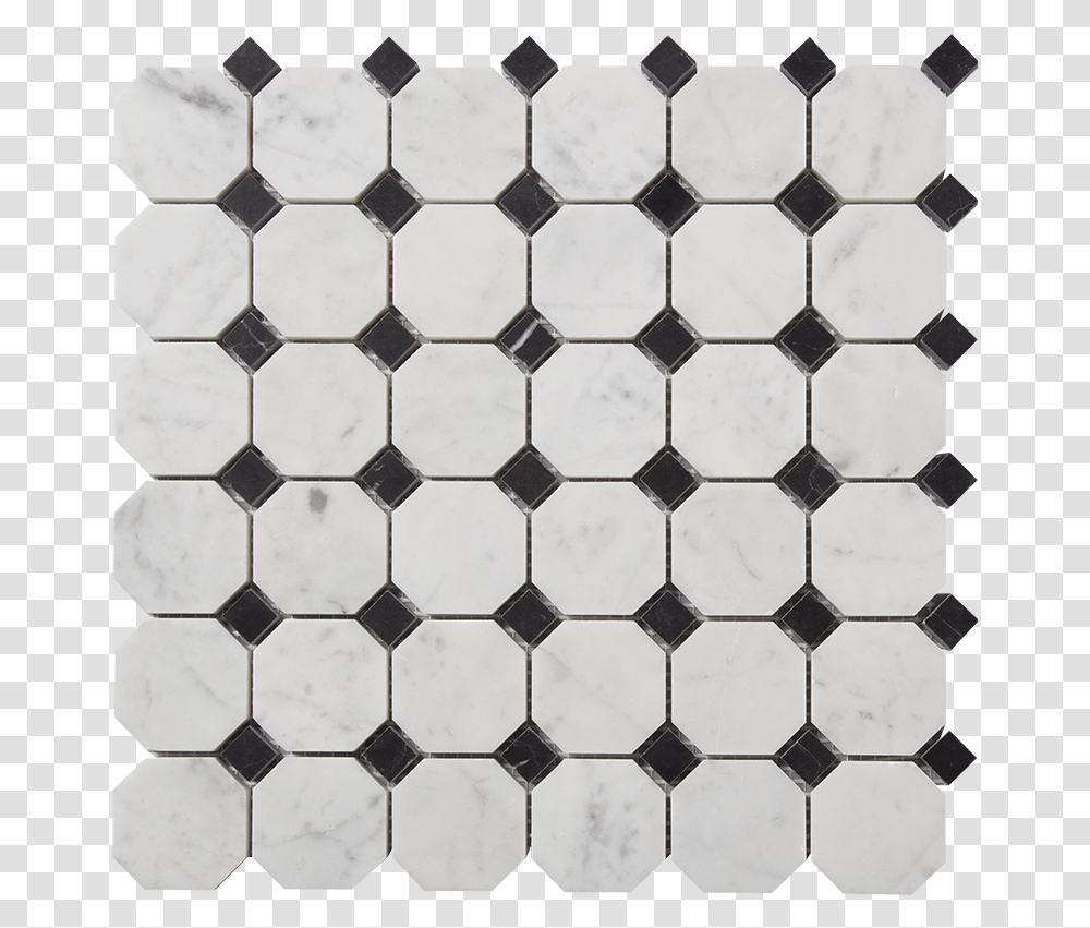 Centurymosaic Octagon Marble Mosaic Tile Black And White Tile, Rug, Floor Transparent Png