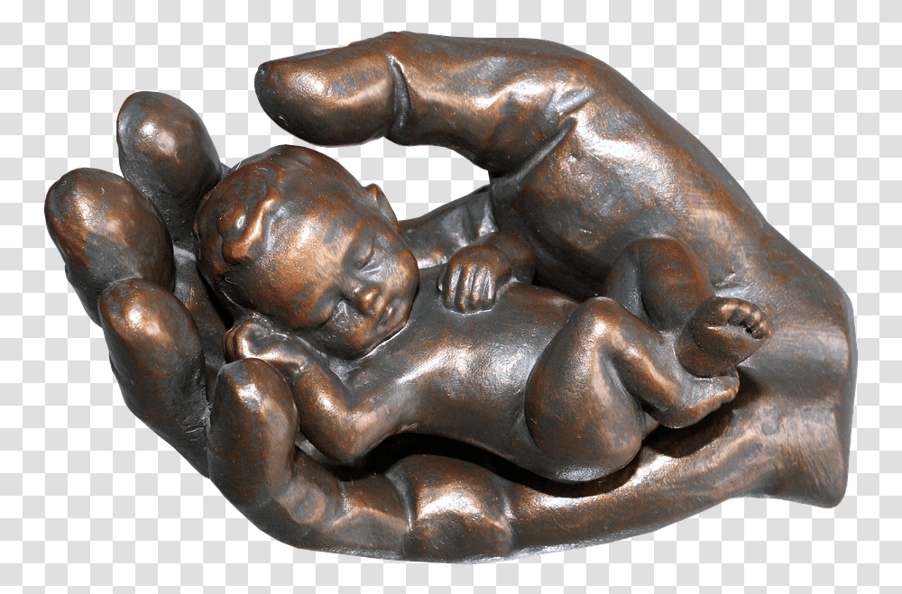 Ceramic Praying Hands With Baby, Bronze, Figurine, Sculpture Transparent Png