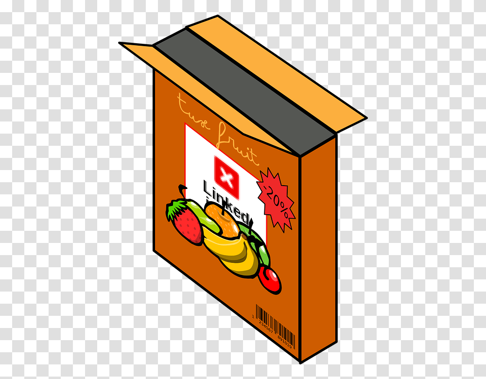 Cereal Box Bananas Strawberries Grocery Groceries Cereal Box Clip Art, Carton, Cardboard Transparent Png