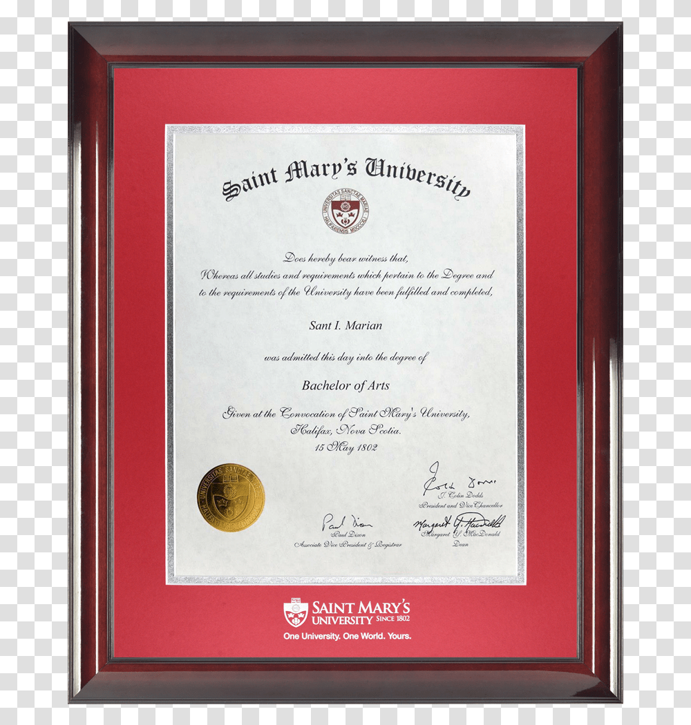 Certificate With Frame, Diploma, Document Transparent Png