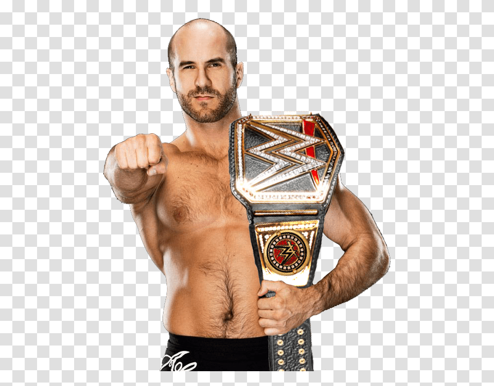 Cesaro Wwe World Heavyweight Champion, Person, Human, Trophy, Arm Transparent Png