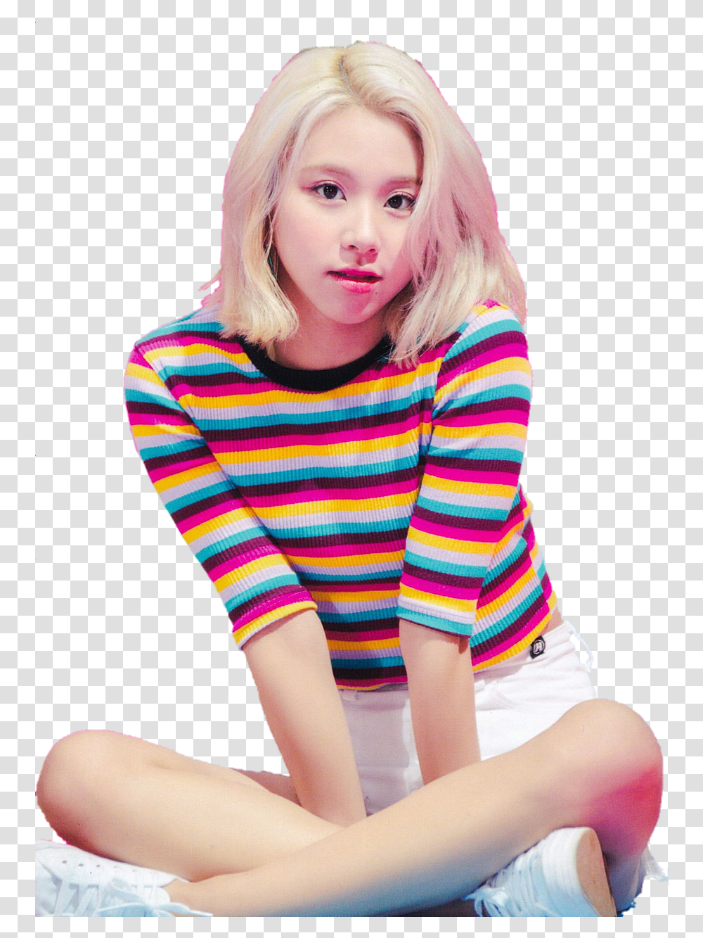 Chaeyoung Twice Sticker By Sitting, Blonde, Woman, Girl, Kid Transparent Png