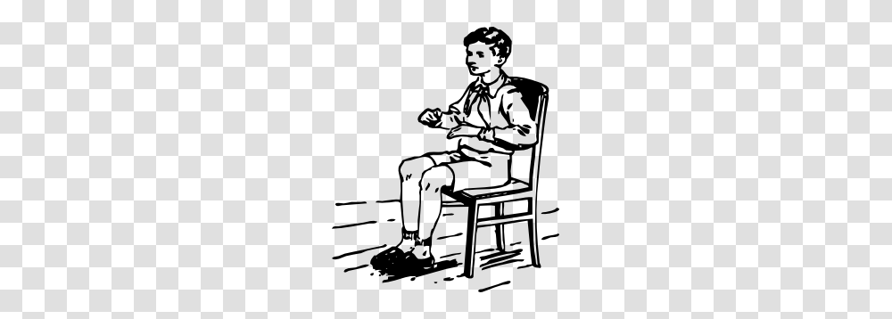 Chair Clipart Black And White, Furniture, Person, Human, Sitting Transparent Png