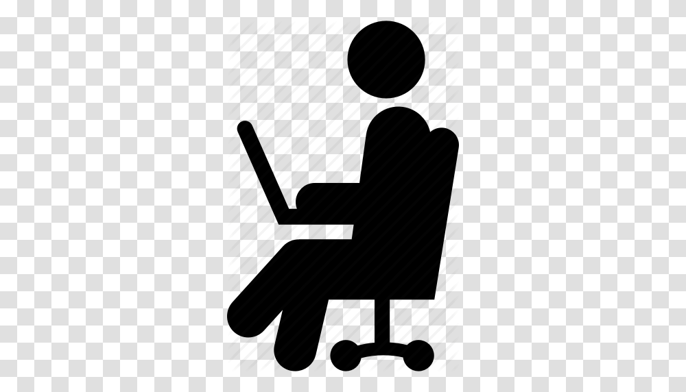 Chair Computer Laptop Office Person Sitting Student Icon, Piano, Leisure Activities, Musical Instrument, Silhouette Transparent Png