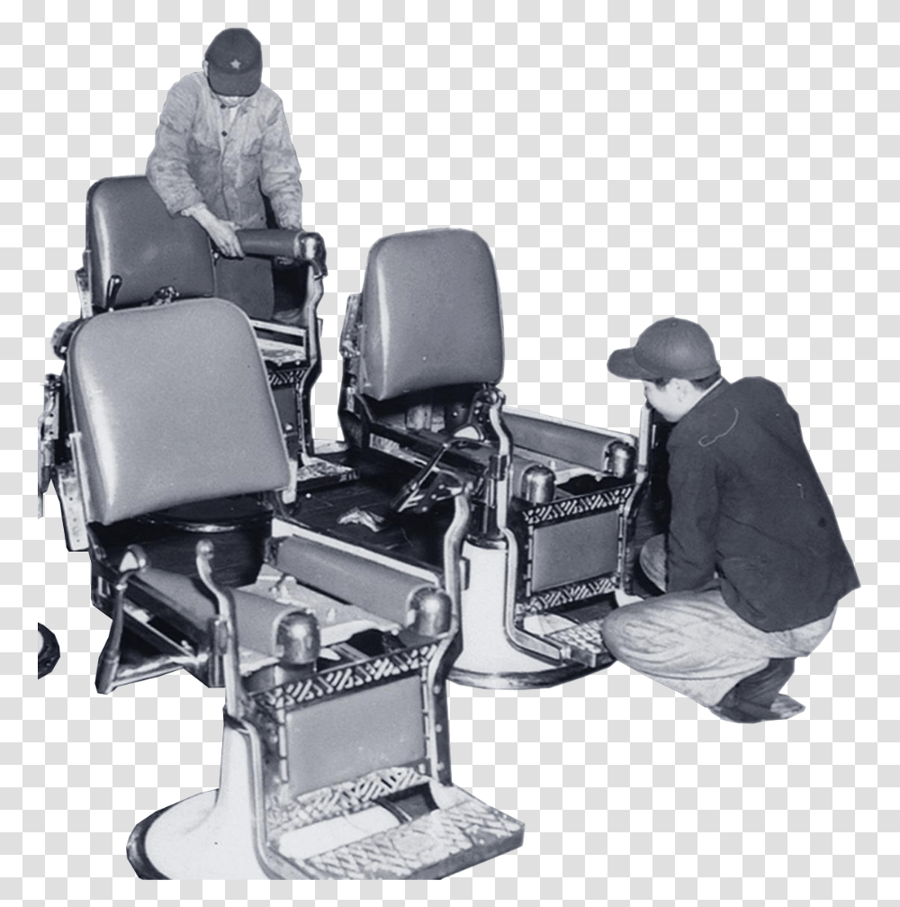Chair Development Process Barber Chair, Person, Human, Cushion, Vehicle Transparent Png