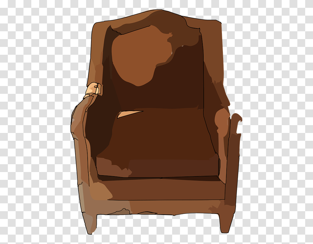 Chair Furniture Seat Leather Brown Sofa Couch Broken Furniture Clipart, Armchair Transparent Png