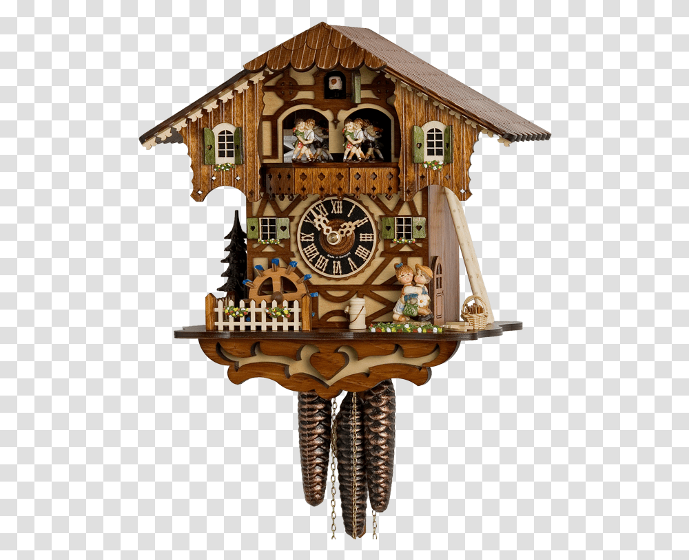 Chalet Cuckoo Clock With Kissing Couple Cuckoo Clock, Analog Clock, Tower, Architecture, Building Transparent Png