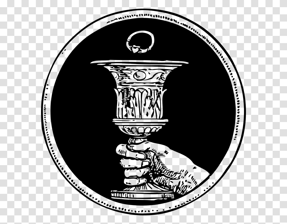 Chalice Ring Wedding Marriage Hand Coin Symbol Hand Holding Chalice Drawing, Gray, World Of Warcraft Transparent Png