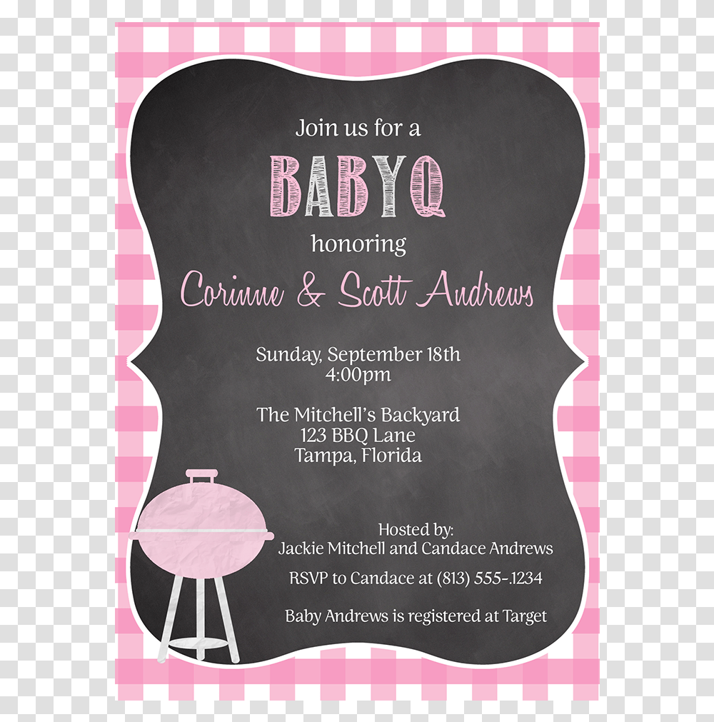 Chalkboard Baby Q Pink Invitation Boy Babyq Baby Shower, Advertisement, Poster, Flyer, Paper Transparent Png