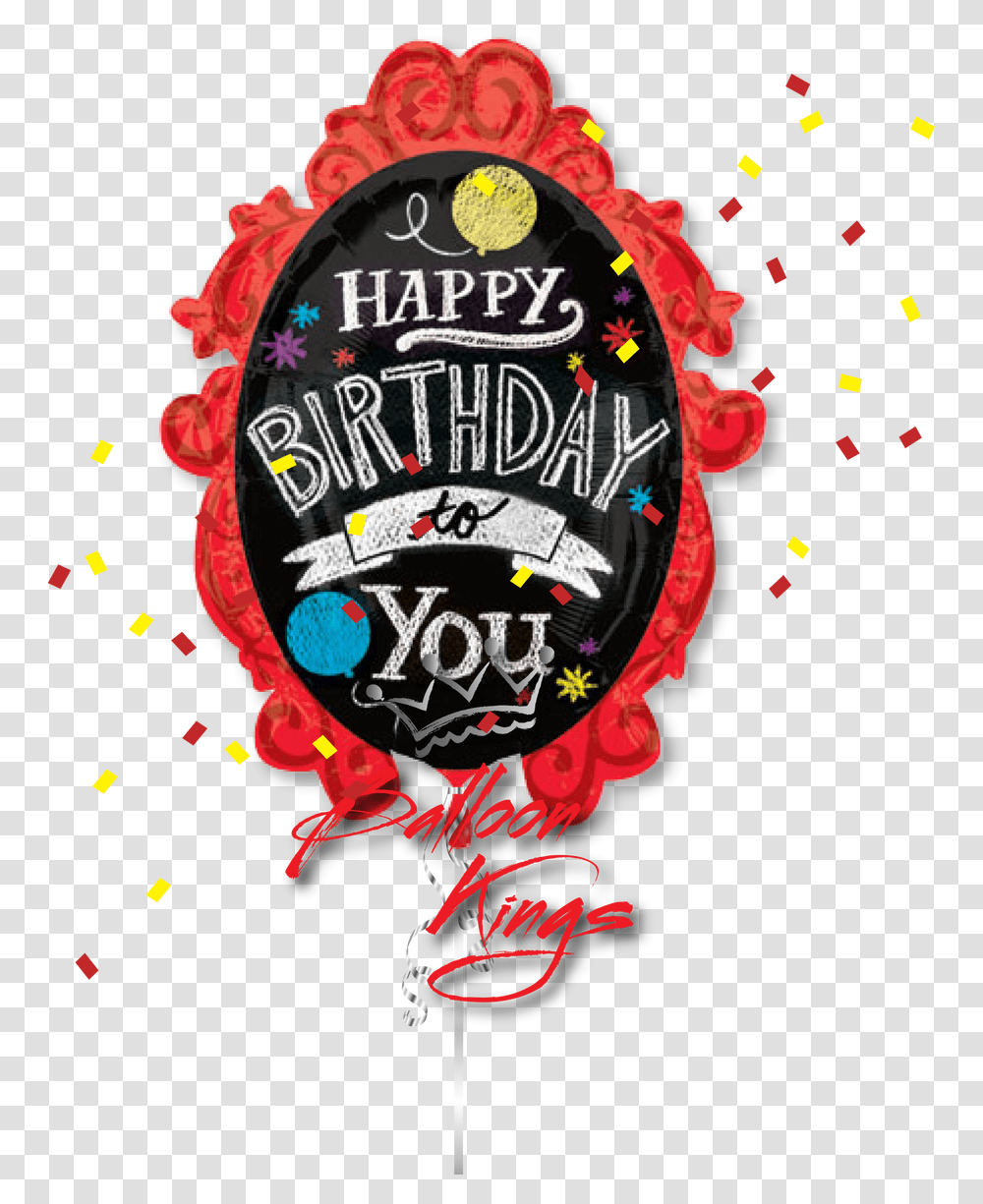 Chalkboard Banner Happy Birthday To You Balloons Chalkboard, Paper, Confetti Transparent Png