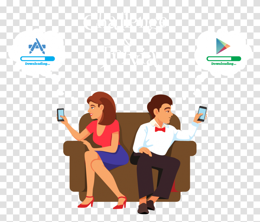 Challvia - World's Largest Trivia Quiz Mobile Game Symptoms Of Cell Phone Addiction, Person, Sitting, Dating, Pants Transparent Png