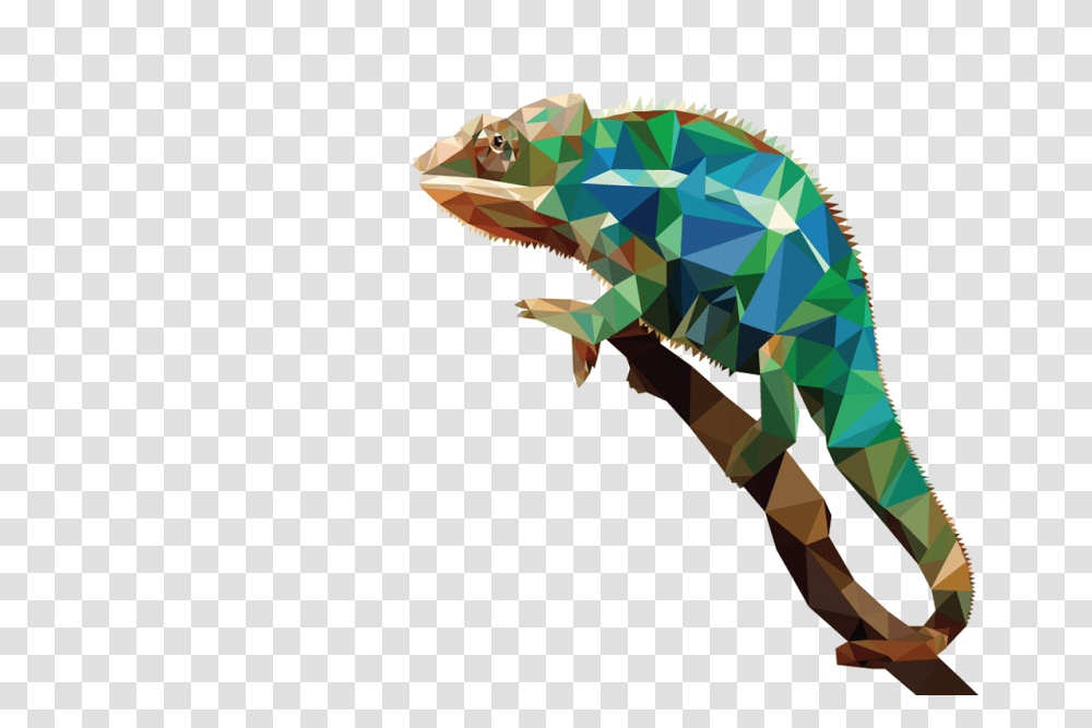 Chameleon Polygon Art On Behance, Iguana, Lizard, Reptile, Animal Transparent Png
