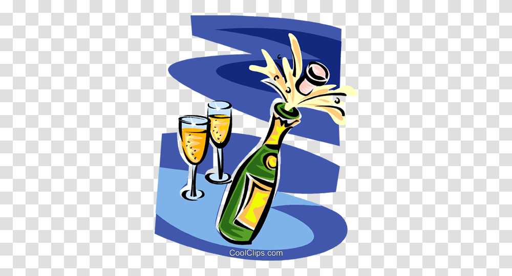 Champagne Bottle And Glasses Royalty Free Vector Clip Art, Beverage, Alcohol, Bird, Wristwatch Transparent Png