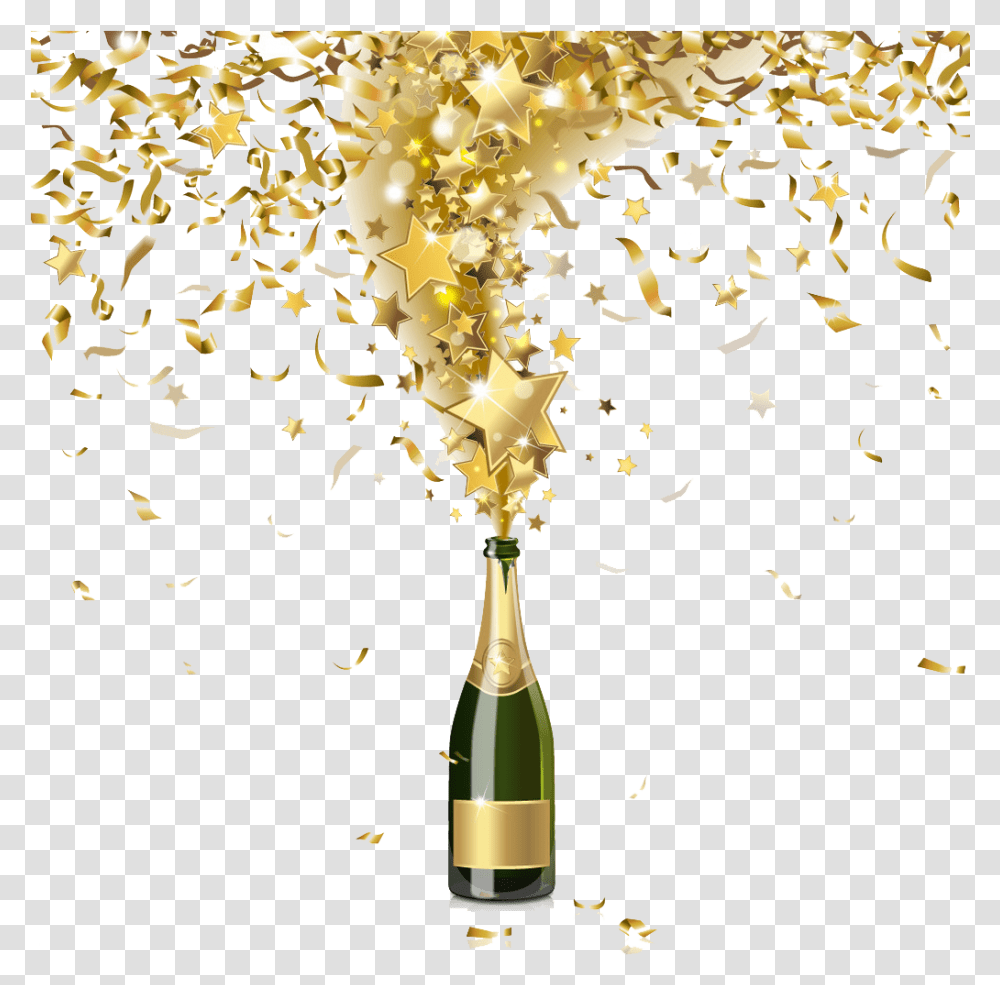 Champagne Bottle Background Image Background Champagne Bottle, Paper, Confetti, Beverage, Drink Transparent Png