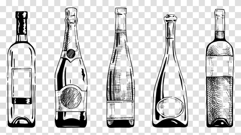Champagne Bottle Drawings Wine Bottle Drawing Vector, Gray, World Of Warcraft Transparent Png