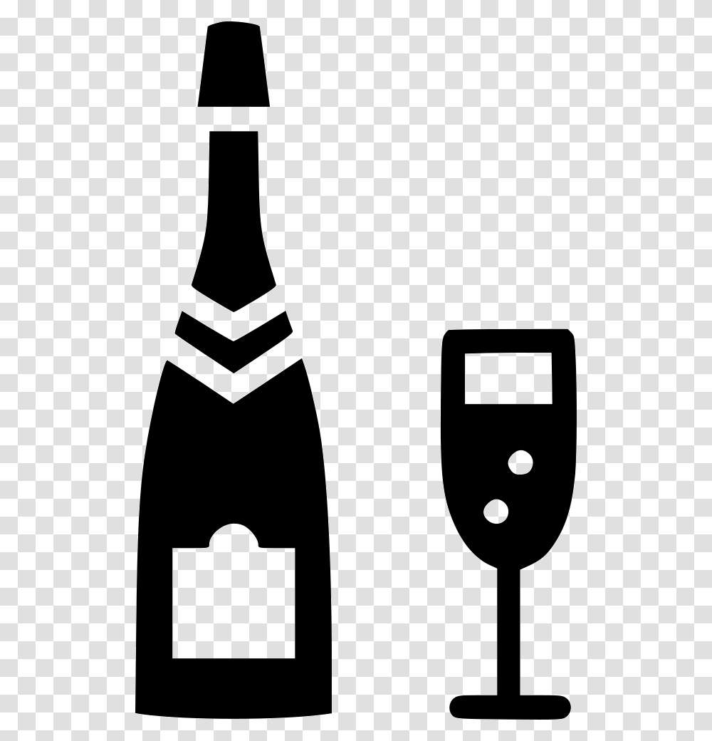 Champagne Glass Alcohol Bottle Celebrate Cheers Icon Free, Label, Stencil, Shovel Transparent Png