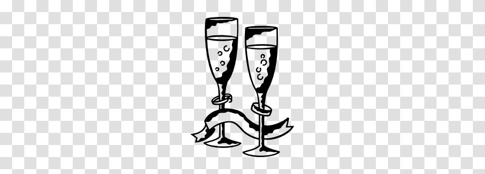 Champagne Glasses For Just Married Or Wedding Sticker, Goblet, Wine, Alcohol, Beverage Transparent Png