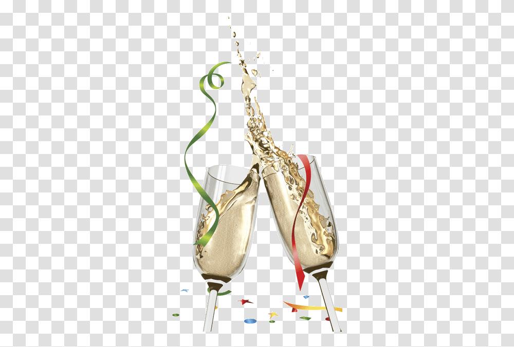 Champagne New Year's & Clipart Free Sparkling Wine Glass, Gold, Goblet Transparent Png